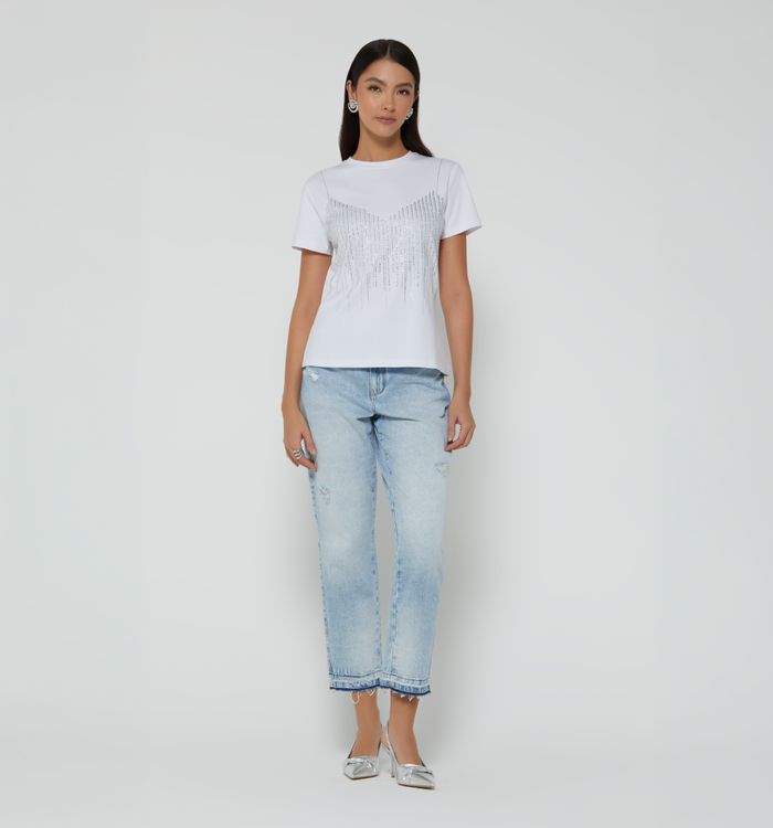 Camiseta manga corta con brillo