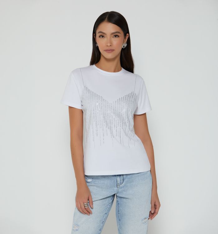 Camiseta manga corta con brillo