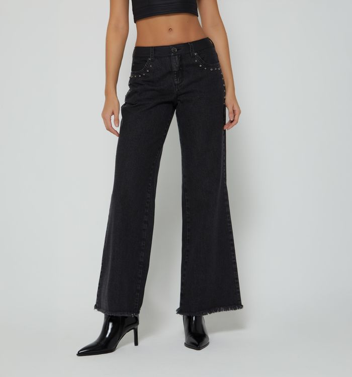 Jean wideleg tiro medio con taches