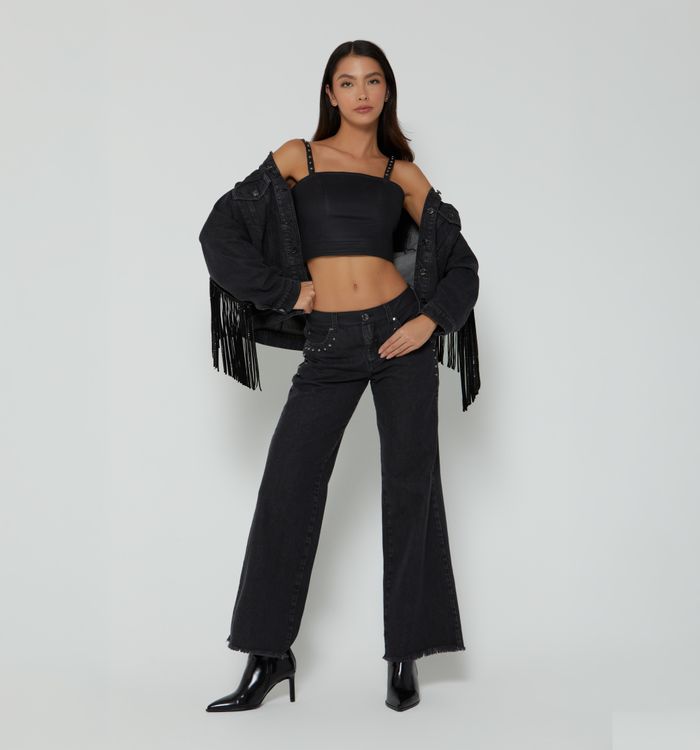 Blusa crop de tiras taches en pu