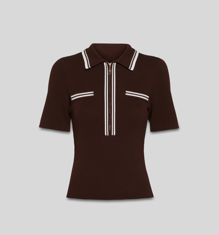 Blusa manga corta con cierre frontal