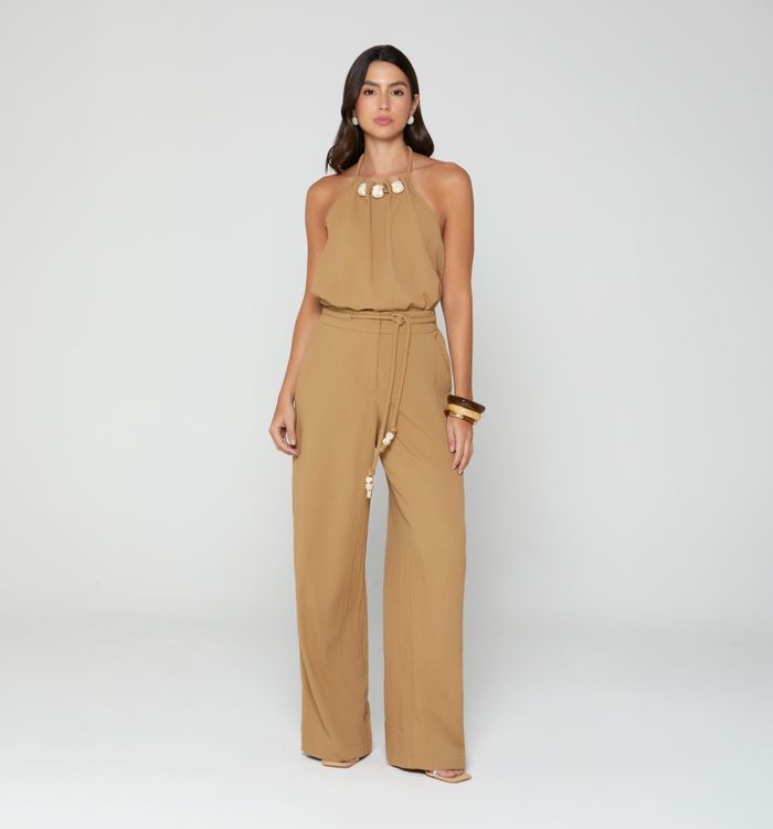 Pantalon palazo tiro alto con cordon