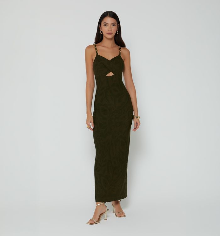 Vestido largo tira con cadena