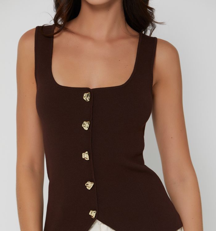Blusa tejida manga sisa con botones