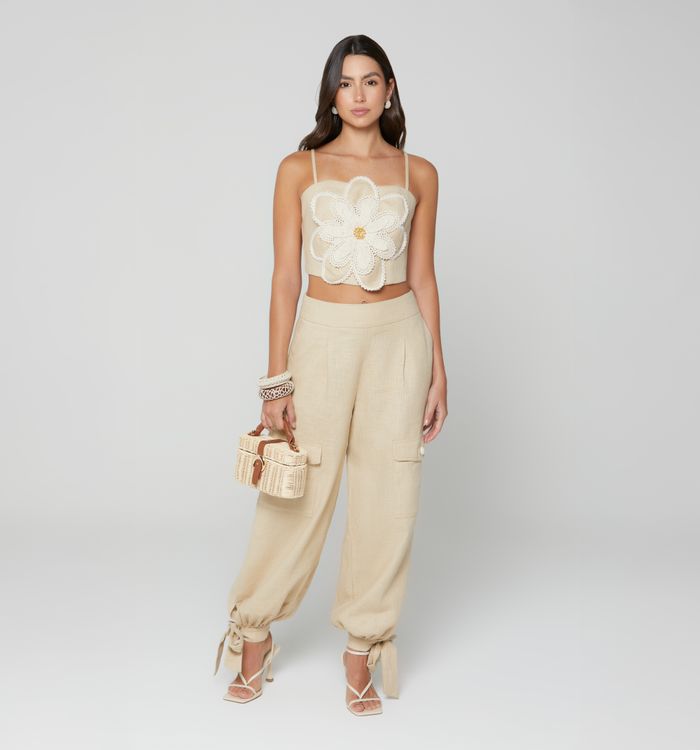 Crop top con maxy flor