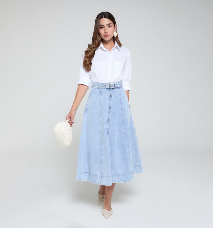 Falda midi cortes con correa