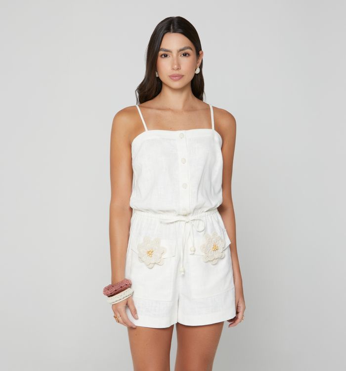 Enterizo short con flores crochet