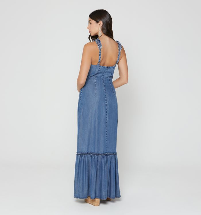 Vestido largo de tiras con insumo
