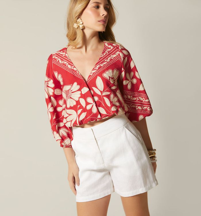 Blusa cruzada manga 3/4