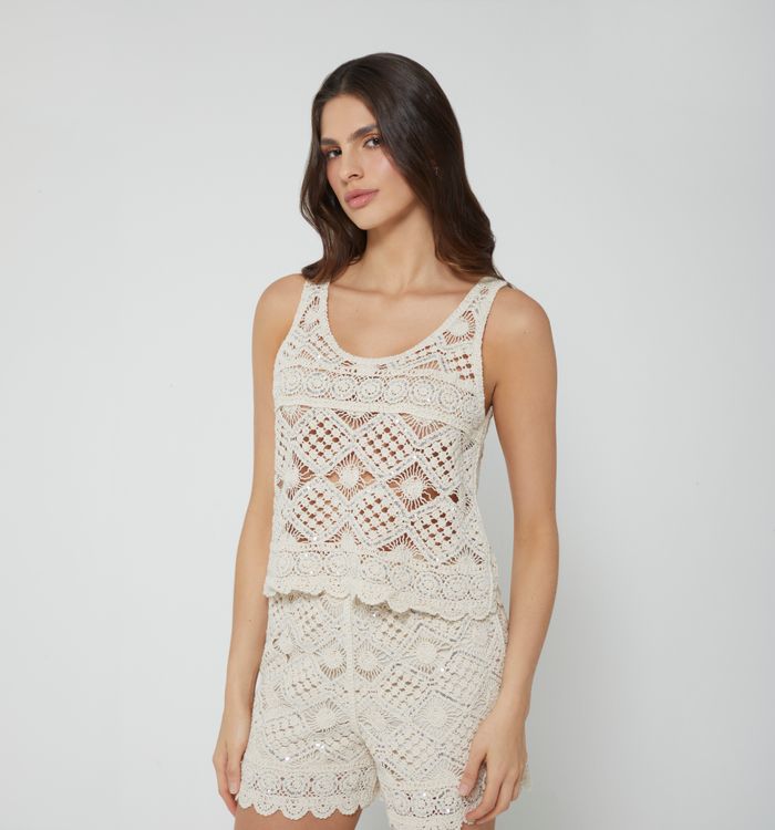 Blusa manga sisa en crochet