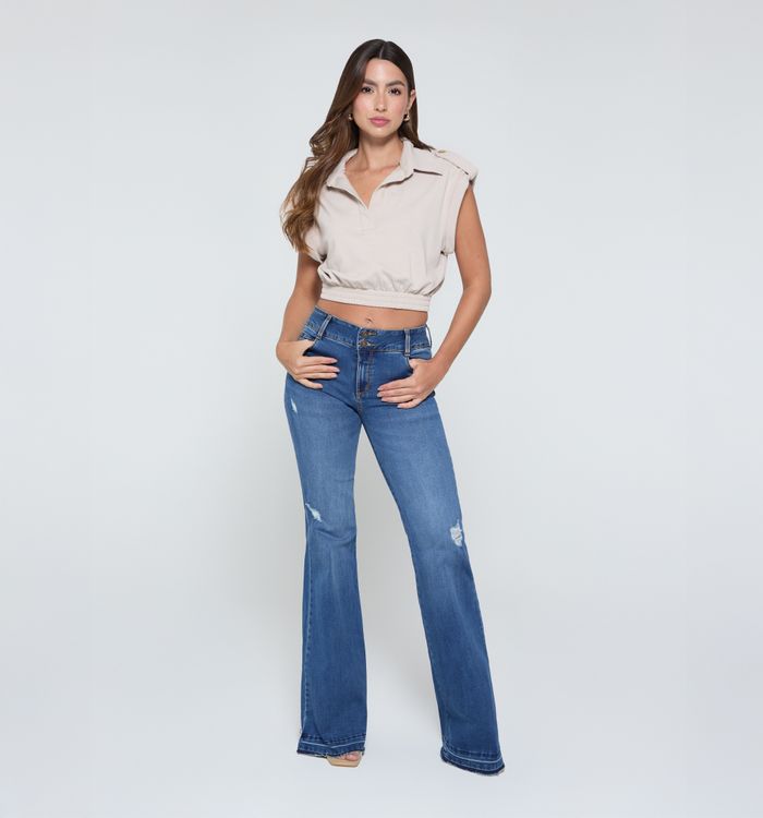 Blusa crop  manga corta con elastico