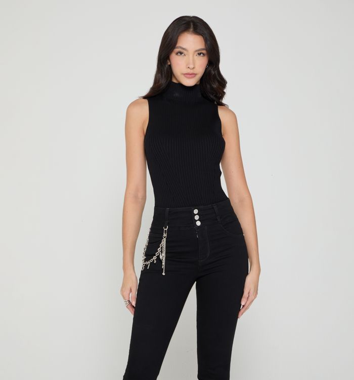 Blusa manga sisa con cuello alto