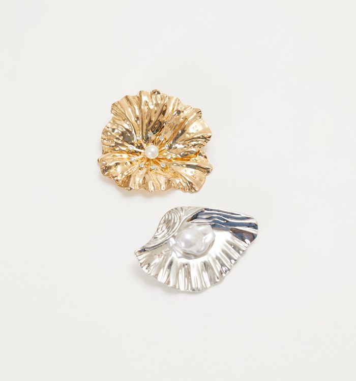 Broche flor y concha set x2