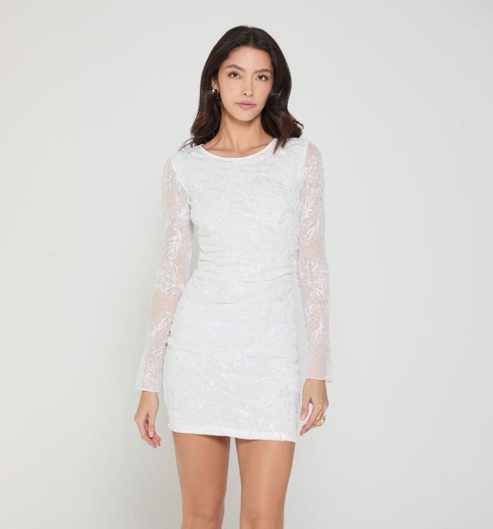 Vestido manga larga en mesh