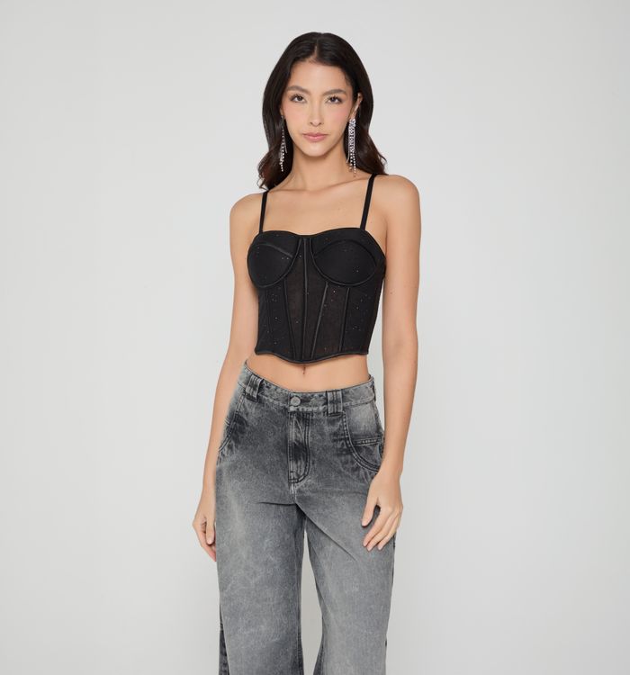 Top corsetero con hot fix