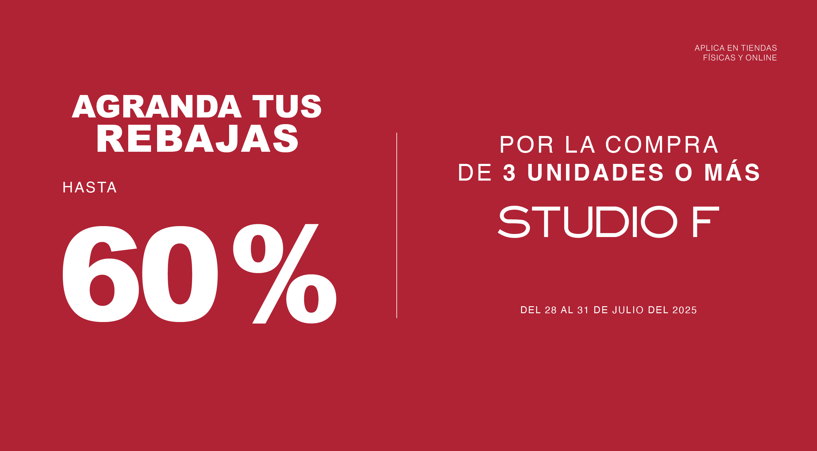 Agranda rebajas 60% x 3 unidades  | Studio F​